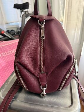 Rebecca Minkoff Mini Julian Pebbled Leather Convertible Backpack Bordeaux Color